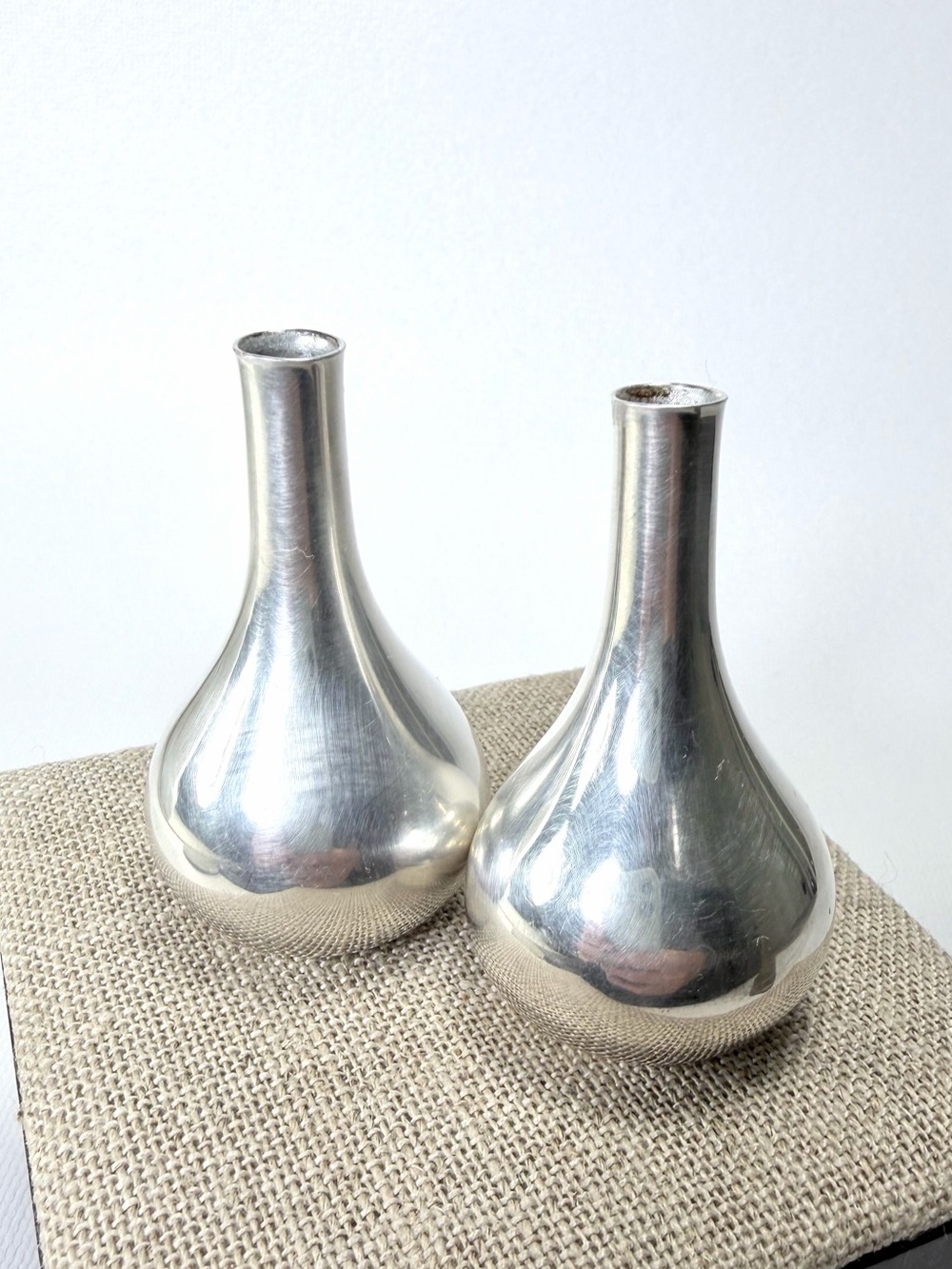 2 Vintage Dansk Designs Denmark Silverplate Small Miniature Candle Holders MCM